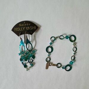 Holly Yashi Teal Earrings and Bracelet Set